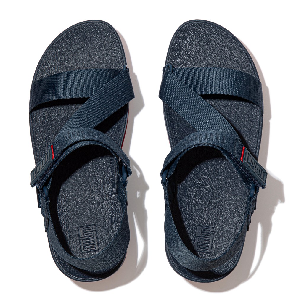 Fitflop Womens Sandals Navy - Surfa Woven Logo Z-strap - RV9673250